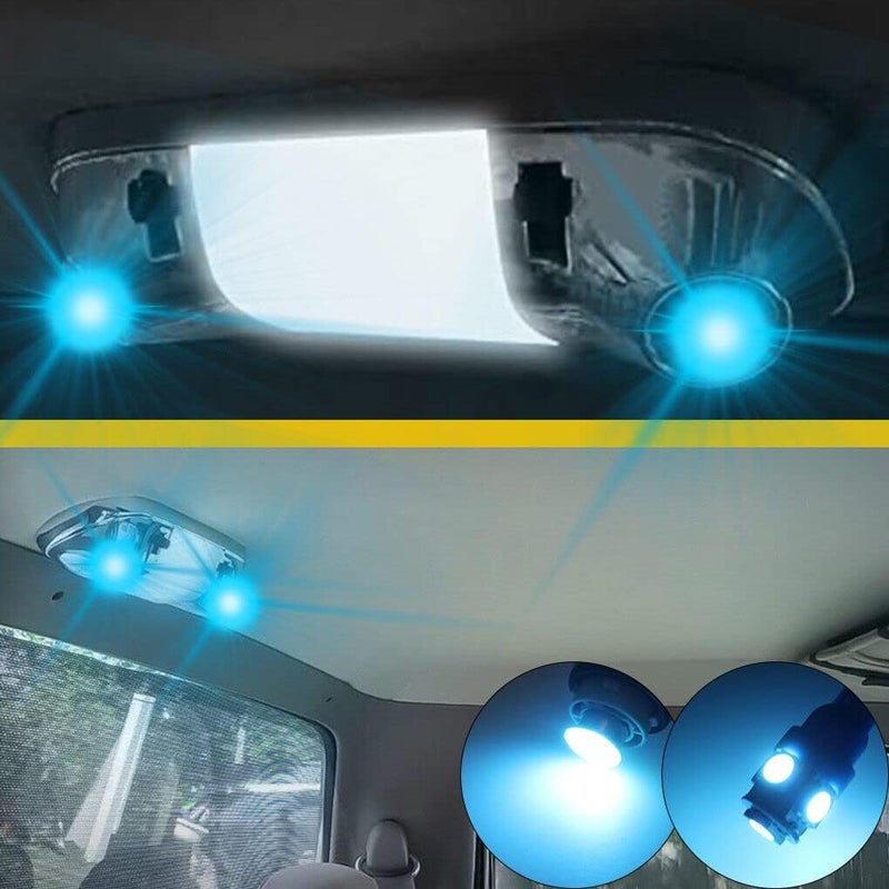 GLOFE 3Pcs Ice Blue Interior Map Dome Light LED Bulbs Compatible with 1987-1996 Ford F-150 F-250 Bronco - Image 1